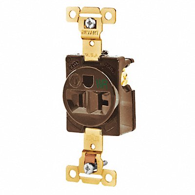 GRAINGER 5361WR Receptacle Brwn 20A 125VAC Single Outlet