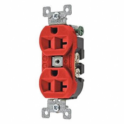 GRAINGER 5362BRED Receptacle Red 20A 125VAC Duplex Outlet