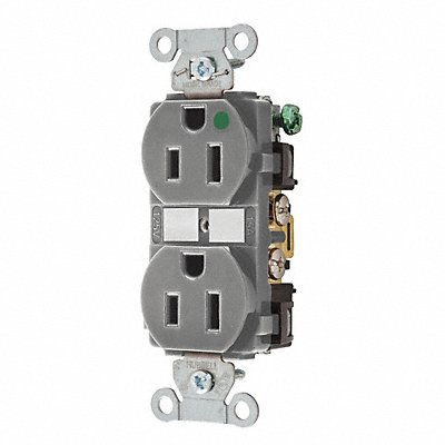 GRAINGER 8200HBGRY Receptacle Gry 15A 125VAC Duplex Outlet
