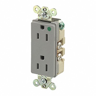 GRAINGER 9200GRY Receptacle Grey 15A Back/Side 125VAC