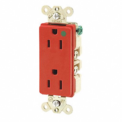 GRAINGER 9200RED Receptacle Red 15A Hospital Grade 125VAC