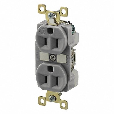 GRAINGER BRY5262GRY Receptacle 15A 125VAC Isolated Ground