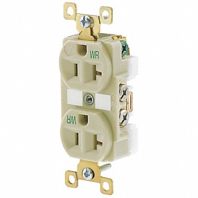 GRAINGER BRY5362IWR Receptacle Ivory 20A Weather Resistant