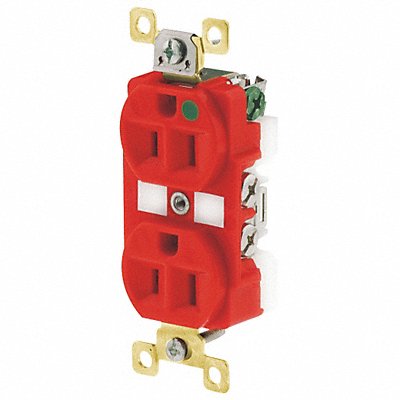 GRAINGER BRY8200REDL Receptacle Red 15A 125VAC Illuminated