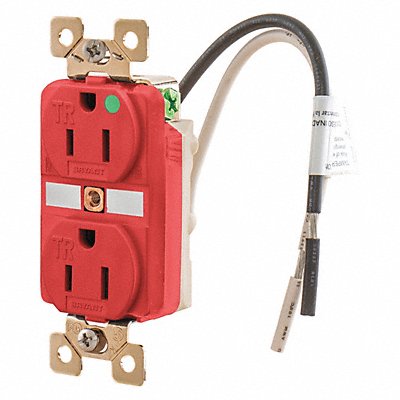 GRAINGER BRY8200RTR Receptacle Red 15A Duplex Outlet 125VAC