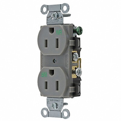 GRAINGER CBRS15GRYWR Receptacle Grey 15 A 2P3W Back Side 1PK