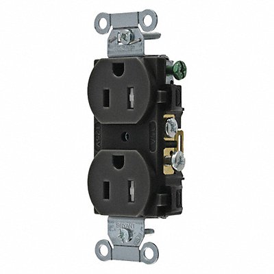 GRAINGER CRS15BLKTR Receptacle Blk 15A Tamper Resist. Nylon