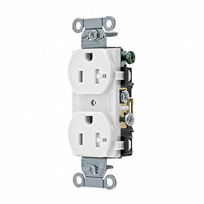 GRAINGER CRS20WTR Receptacle White 20 A 2P3W Side 1PK
