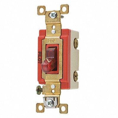 BRYANT 4903PLR120 Pilot Light Wall Switch Red 3-Way Type