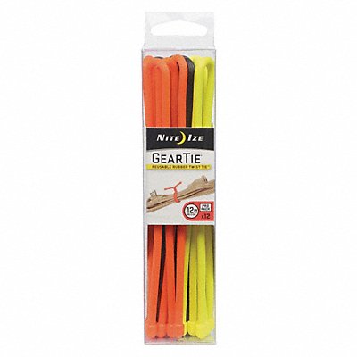NITE IZE GTPP12A1R8 Gear Tie 12 in Black Orange Yellow PK12