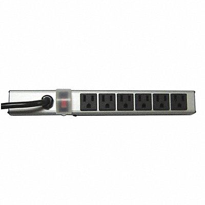 POWER FIRST 52NY30 Outlet Strip 6 Outlet 15A 12 L Gry