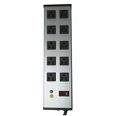POWER FIRST 52NY34 Outlet Strip 10 Outlet 15A 13 L Gry