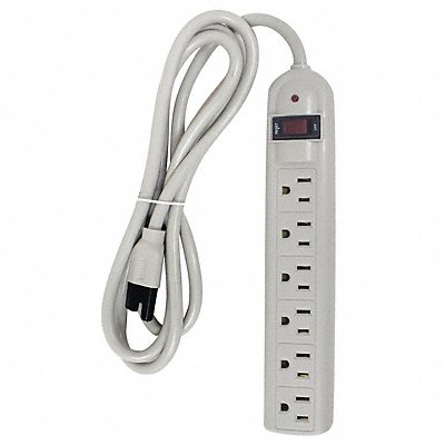 POWER FIRST 52NY55 Surge Protector Outlet Strip 6 ft White