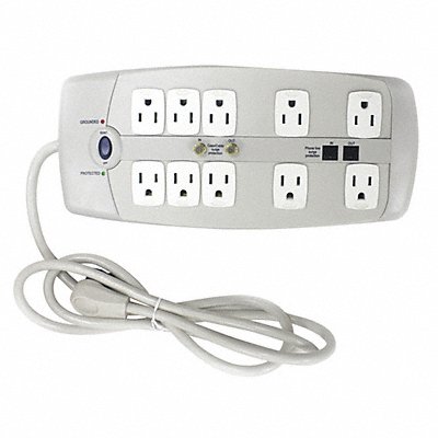 POWER FIRST 52NY61 Surge Protector Outlet Strip 6 ft White