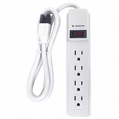 POWER FIRST 52NY67 Surge Protector Outlet Strip 4 ft White