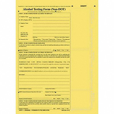 JJ KELLER 6363 Alcohol Testing Form Yellow PK10
