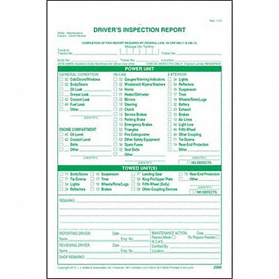 JJ KELLER 2066 Detailed Vehicle Inspection Report PK31