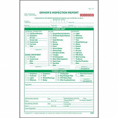 JJ KELLER 3698 Detailed Vehicle Inspection Report PK250