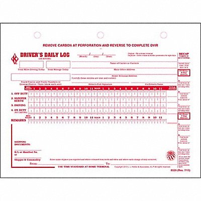 JJ KELLER 8543 Drivers Daily Logbook With Carbon PK100