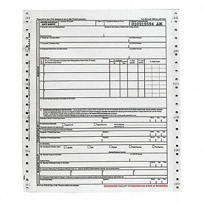 JJ KELLER 10496 Uniform Hazardous Waste Manifest PK500