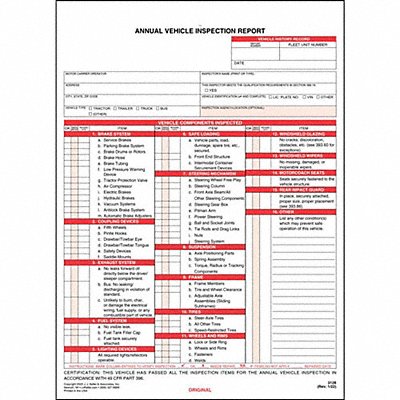 JJ KELLER 3128 Vehicle Inspection Report PK10