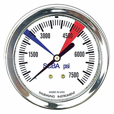 THUEMLING SCSCBA7500colorzone Pressure Gauge 0 to 7500 psi 2-1/2 Dial