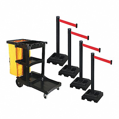 RETRACTA-BELT PSBK302PSBRD Barrier Systems Post Black 10 ft Belt