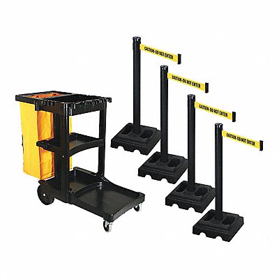 RETRACTA-BELT PSBK302PSBCAU Barrier Systems Post Black 10 ft Belt