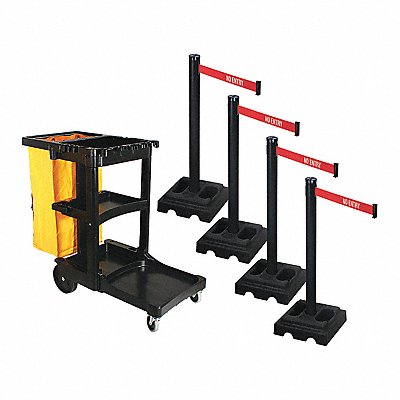 RETRACTA-BELT PSBK302PSBNE Barrier Systems Post Black 10 ft Belt