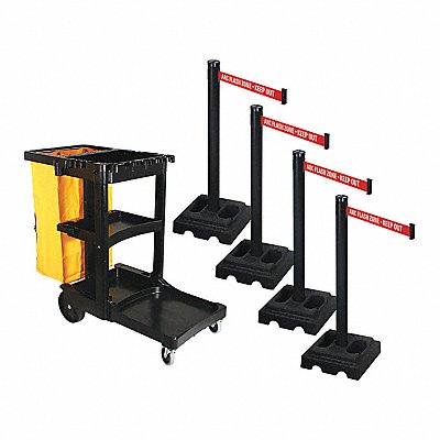 RETRACTA-BELT PSBK302PSBARC Barrier Systems Post Black 9 ft Belt
