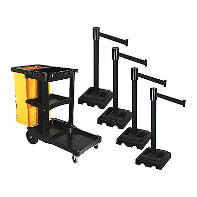 RETRACTA-BELT PSBK322PSBBK Barrier Systems Post Black 15 ft Belt