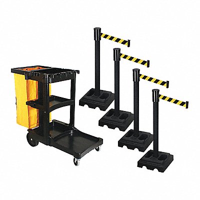 RETRACTA-BELT PSBK322PSBBYD Barrier Systems Post Black 15 ft Belt