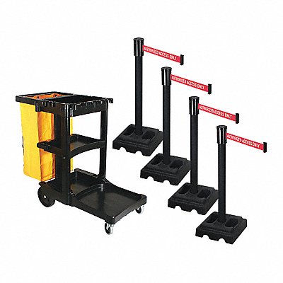 RETRACTA-BELT PSBK322PSBAAO Barrier Systems Post Black 15 ft Belt