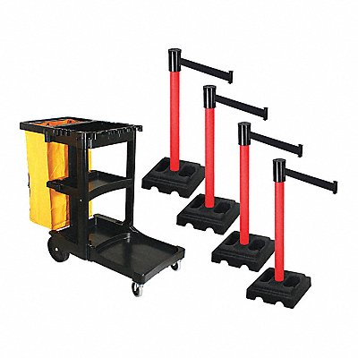 RETRACTA-BELT PSBK322PRDBK Barrier Systems Post Red 15 ft Belt