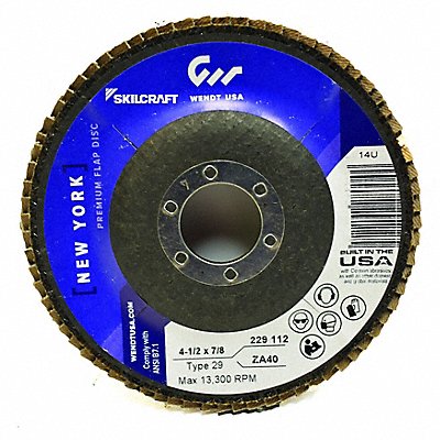 SKILCRAFT 5345020000000 Flap Disc 4 1/2 X 7/8 40 Grit Type 27