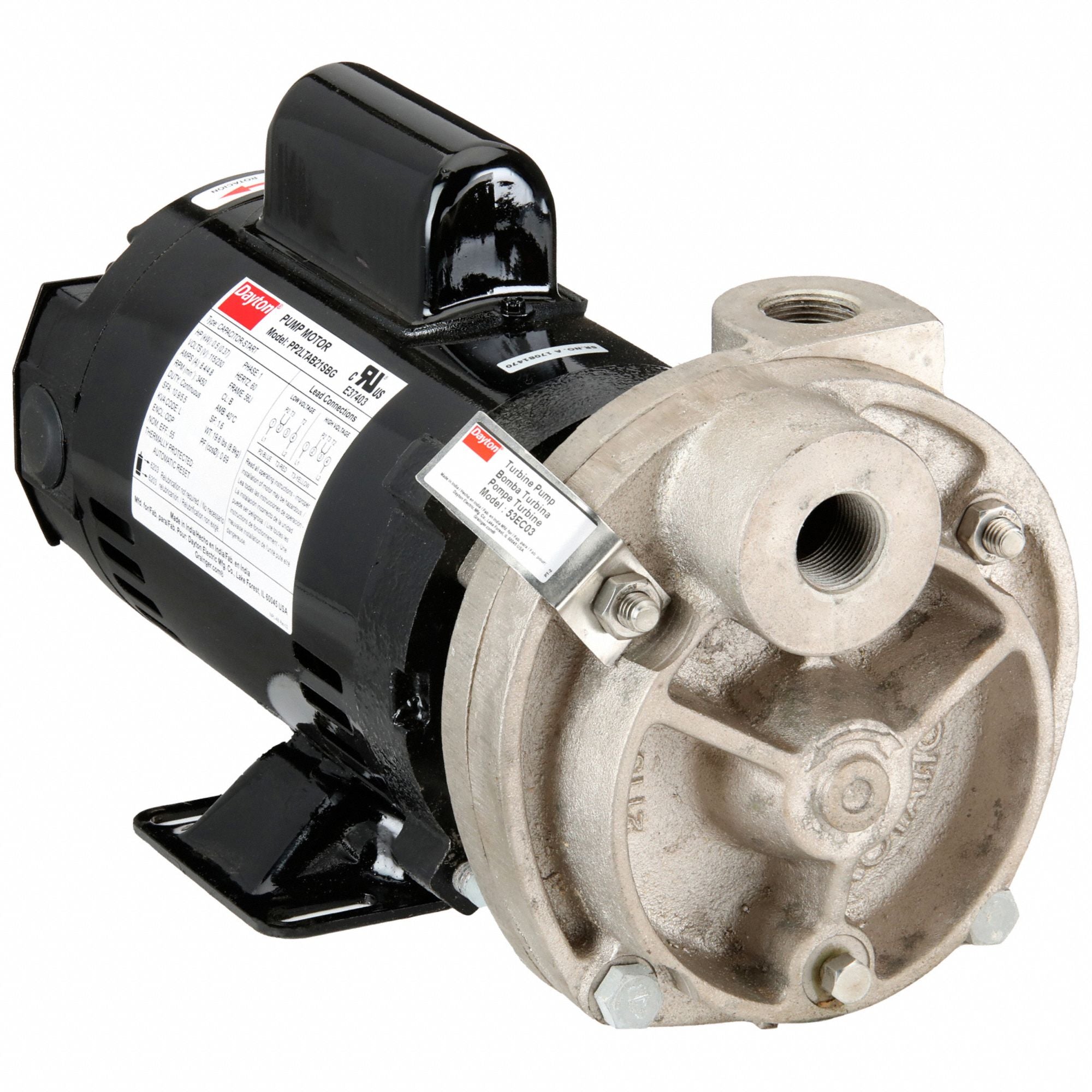 DAYTON 53EC03 Turbine Pump 1/2 HP 115 to 230V 3450 rpm