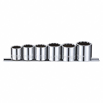 WESTWARD 53PN42 Socket Set Chrome 5/32-1/2 in 6Pt