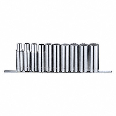 WESTWARD 53PN63 Socket Set Chrome 22-32 mm 12Pt