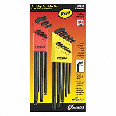 BONDHUS 27098 Hex Key Set L 3 5/32 to 8 23/32