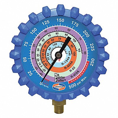 UNIWELD G430ND Refrigerant Gauge Blue 3-1/4 L 500 psi