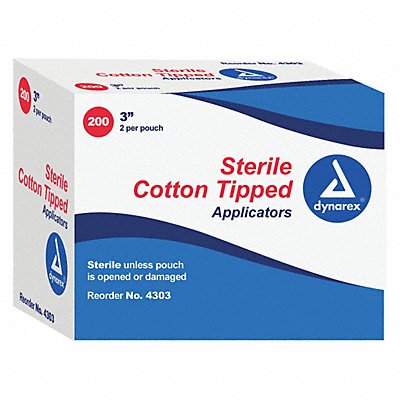 DYNAREX 4301 Cotton Tip Swab Non-Sterile 3 L PK1000