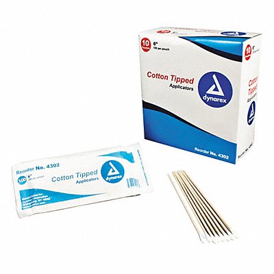 DYNAREX 4302 Cotton Tip Swab Non-Sterile 6 L PK1000