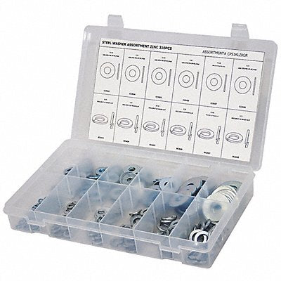 GRAINGER CPS1KZL8GR Wshr Assrt Zinc Plated Steel 310PK
