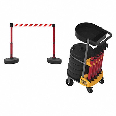 BANNER STAKES PL4014T PLUS Cart Pkg w/Tray Rd/Wh Dgnl Strp Bnr