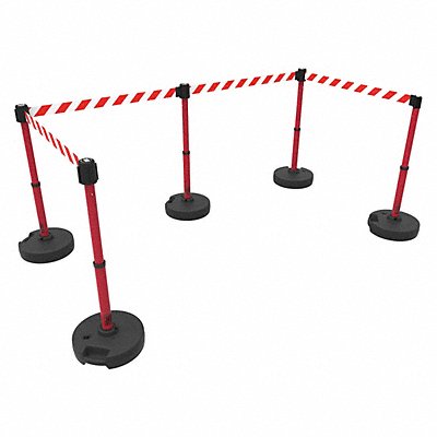 BANNER STAKES PL4598 PLUS Barrier Set X5 Rd/Wht Diagnl Stripe