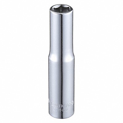 WESTWARD 53YR22 Socket Steel Chrome 1/4 in