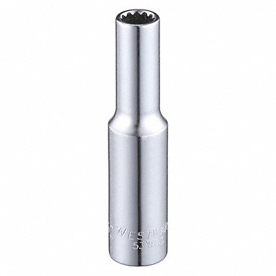 WESTWARD 53YR43 Socket Steel Chrome 7/32 in