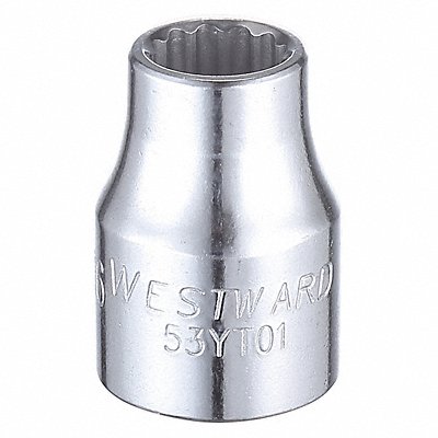 WESTWARD 53YT01 Socket Steel Chrome 5/16 in