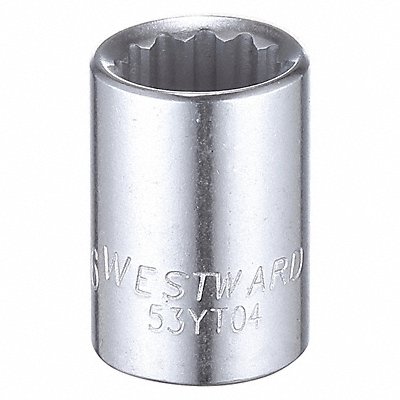 WESTWARD 53YT04 Socket Steel Chrome 7/16 in