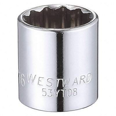 WESTWARD 53YT08 Socket Steel Chrome 11/16 in